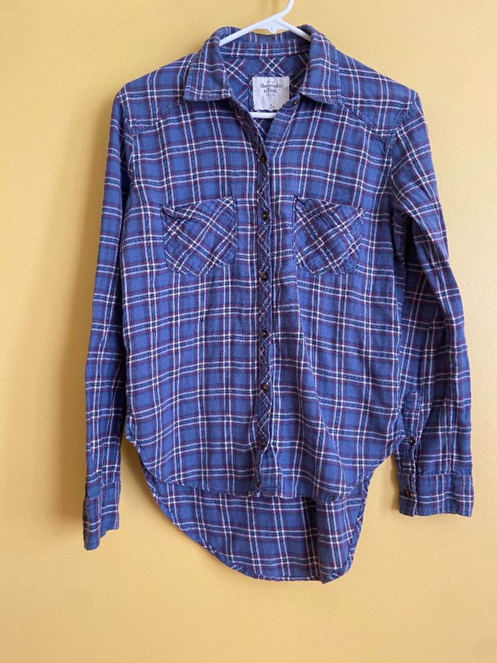 Abercrombie & Fitch Button Front long Sleeve Flannel Women's Small Blue